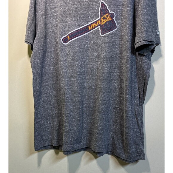 Atlanta Braves Tomahaw Chop TShirt Unisex 2XL Crew Neck Gray Short Sleeves - Picture 2 of 8